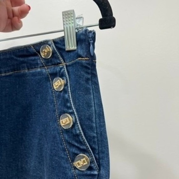 J Mclaughlin Dominca Shorts 4 NEW FLAWED Denim Chambray Cotton Button Blue - Picture 3 of 8